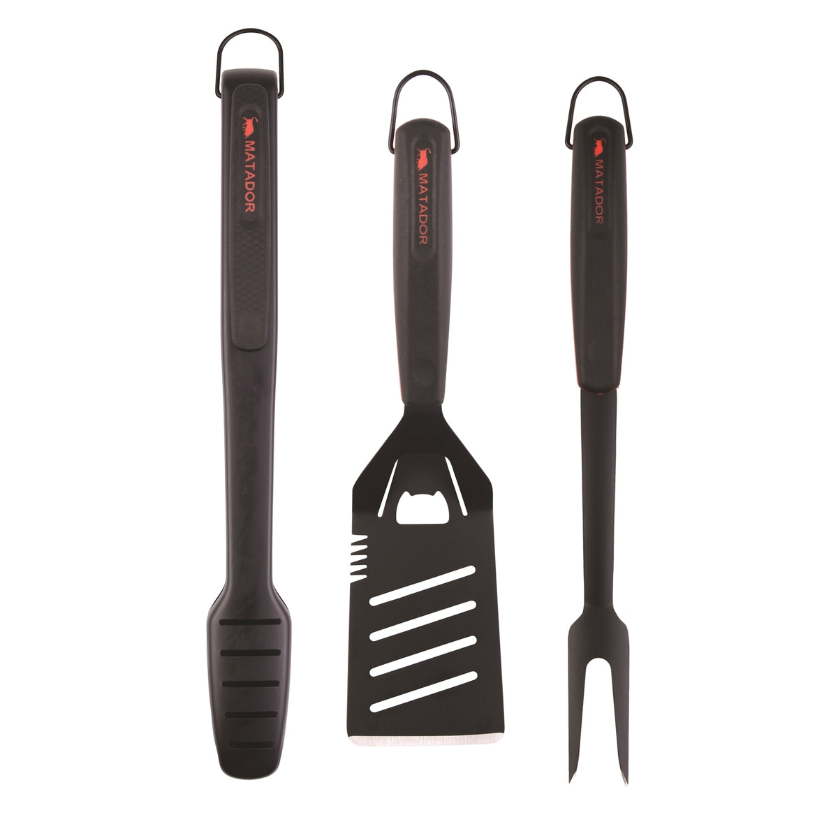 Matador 3 Piece Non-Stick Stainless Steel BBQ Tool Set Black