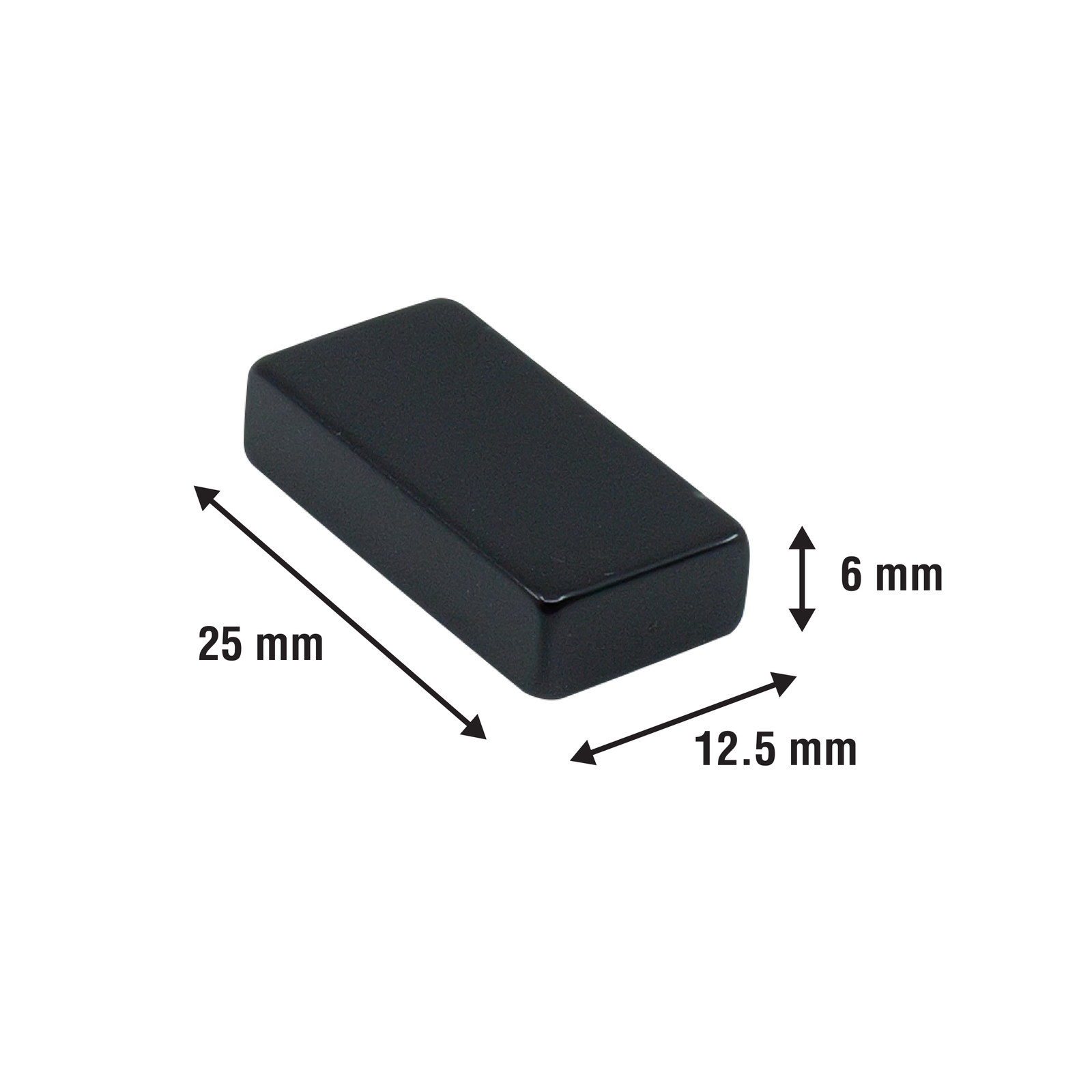Everhang 25 x 12.5mm Neodymium Rare Earth Block Magnet 4 Pack - Black