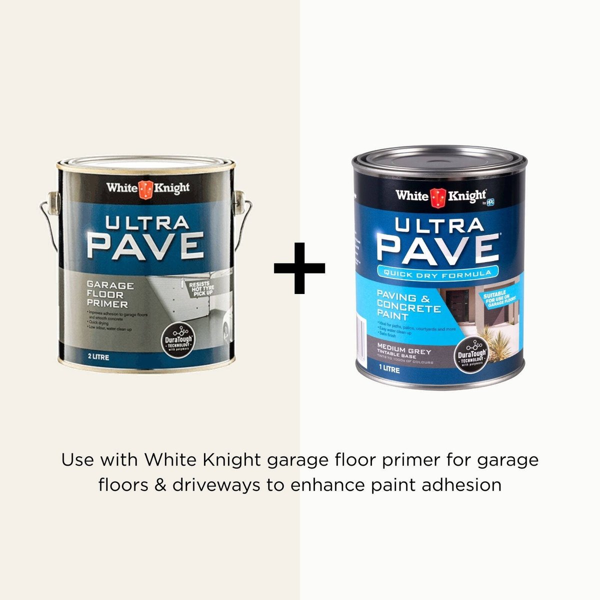 White Knight Ultra Pave 1L Medium Grey Quick Dry Paving & Concrete Paint - Water Based, UV Resistant, Recoat 2hrs