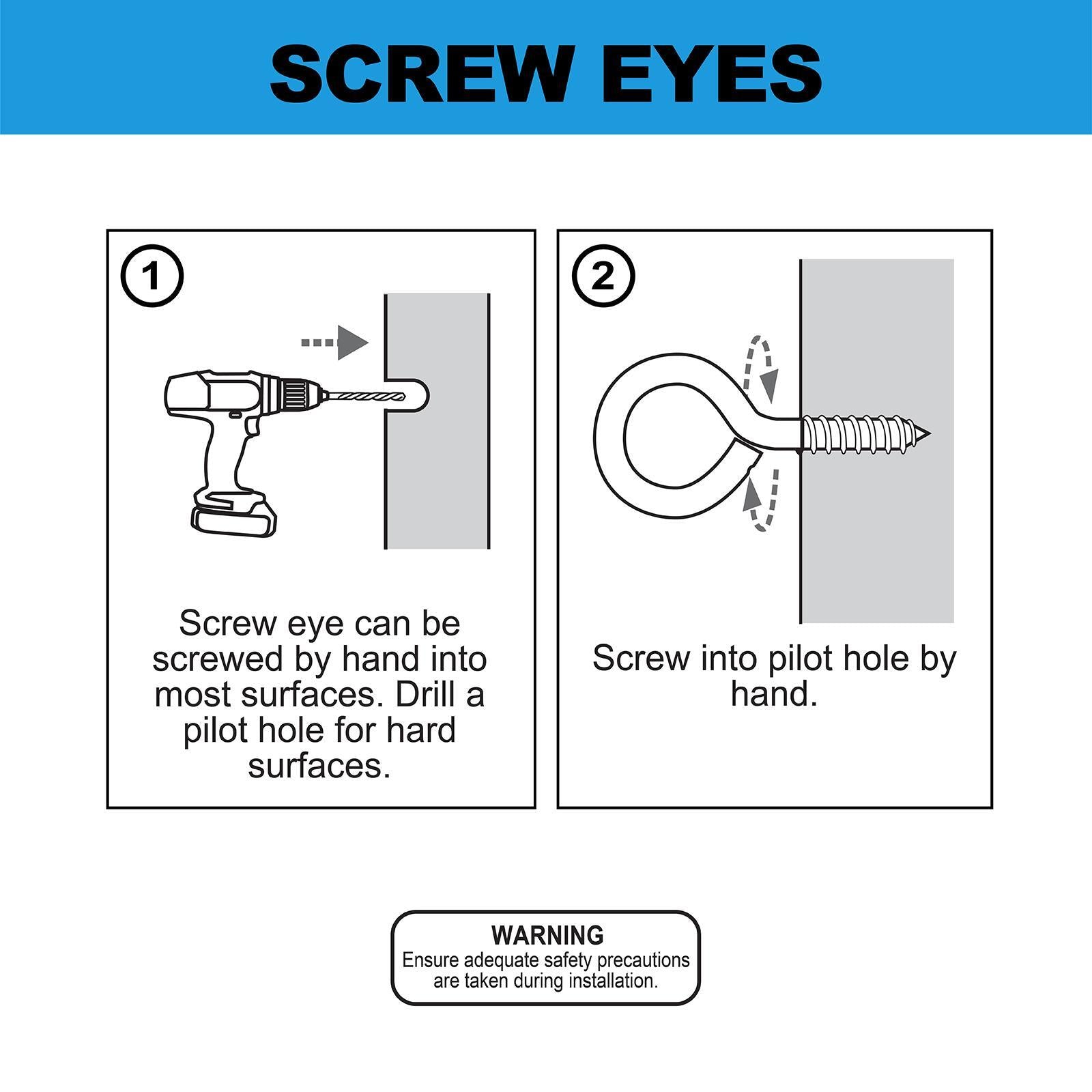 Everhang 20mm Zinc Plated Steel Screw Eye Hook - 2 Pack