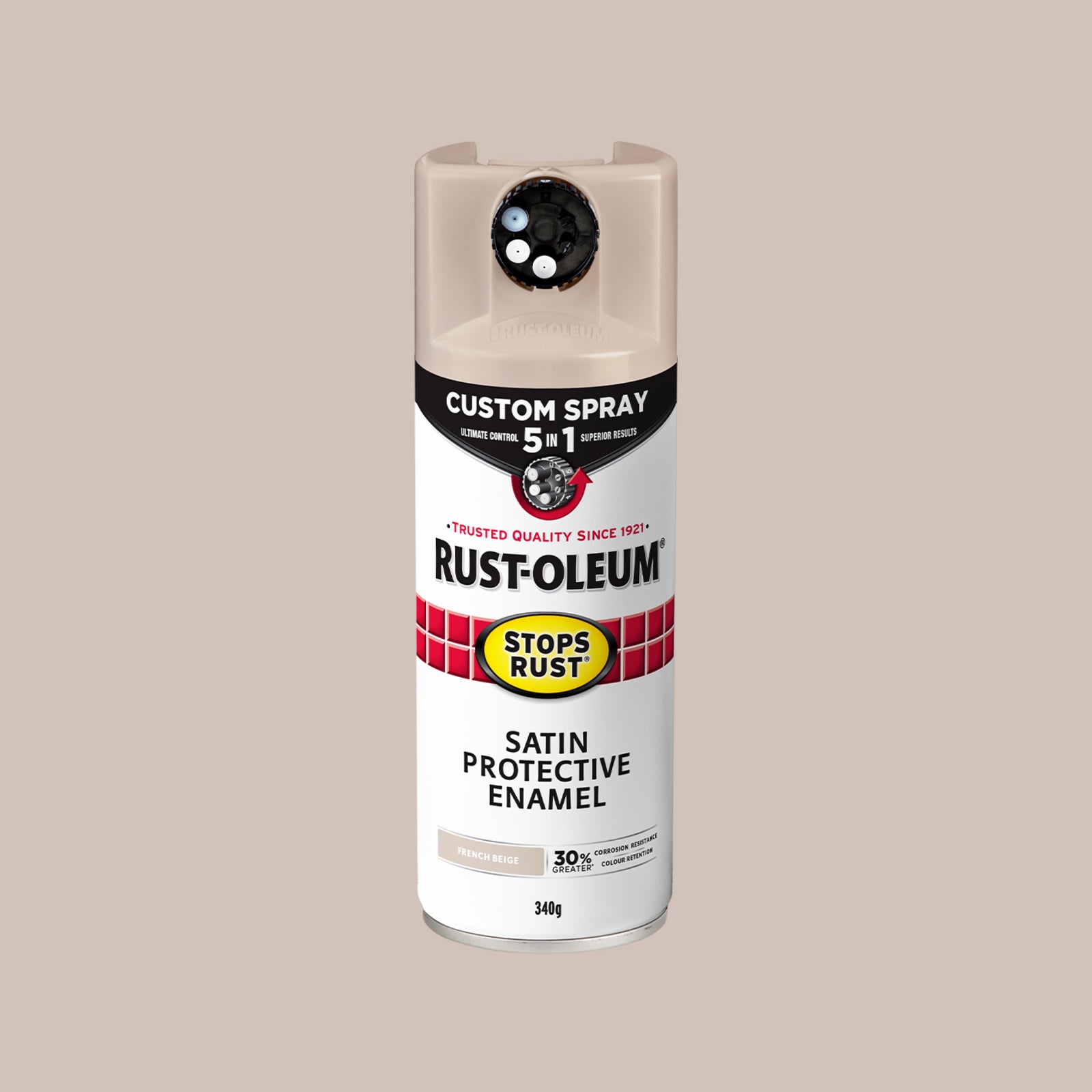 Rust-Oleum Stops Rust Custom 5 In 1 Spray Paint 340g - French Beige Satin Splatter-Resistant