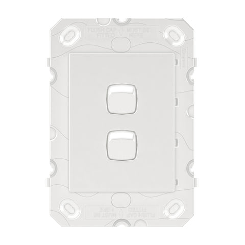 HPM ARTEOR 2 Gang Wall Switch Grid White 240V Polycarbonate