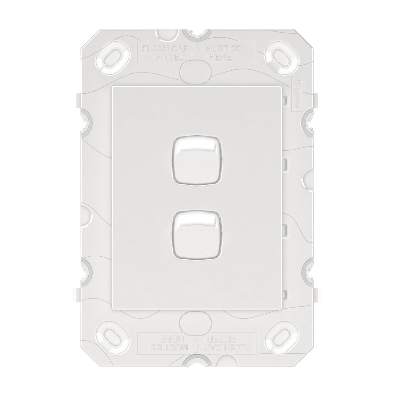 HPM ARTEOR 2 Gang Wall Switch Grid White 240V Polycarbonate