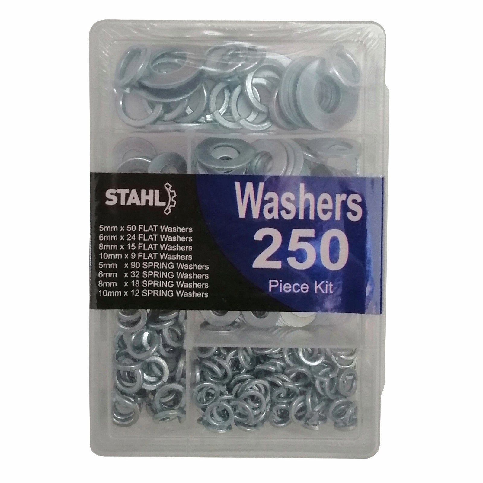 Stahl 250 Piece Assorted Washer Kit Flat and Spring in Divided Case