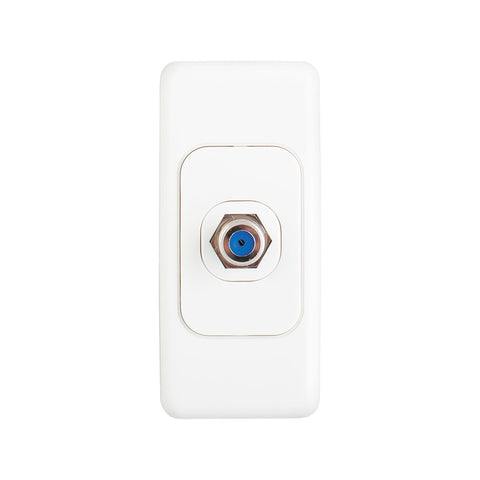 DETA Architrave F-Connector - White Polycarbonate Nickel Plated Slim TV Wall Plate