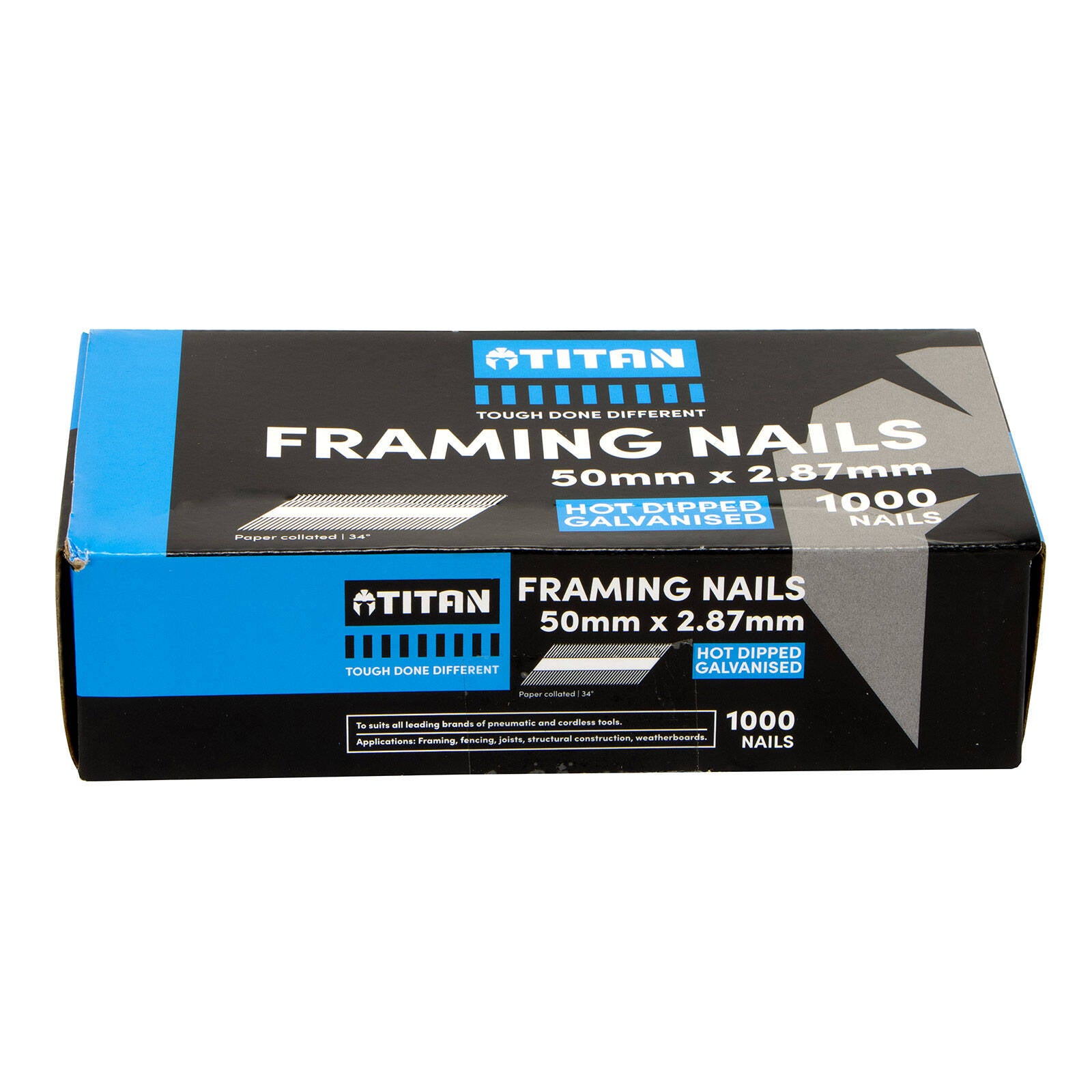 Titan 50 x 2.87mm Hot Dipped Galvanised Collated Framing Nails - 1000 Box
