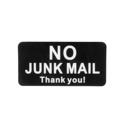 Sandleford 75 x 38mm No Junk Mail Thank You! Self Adhesive Sign