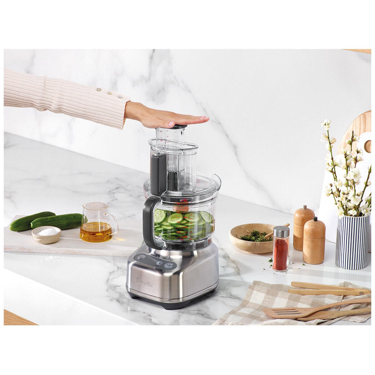 Breville the Kitchen Wizz 9 food processor - 605W, brushed stainless steel, 120mm feed chute - BFP610BSS