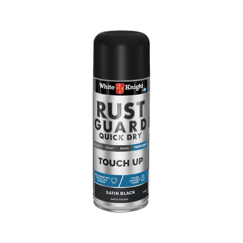 White Knight Rust Guard Touch Up Spray Paint 300g Black Satin