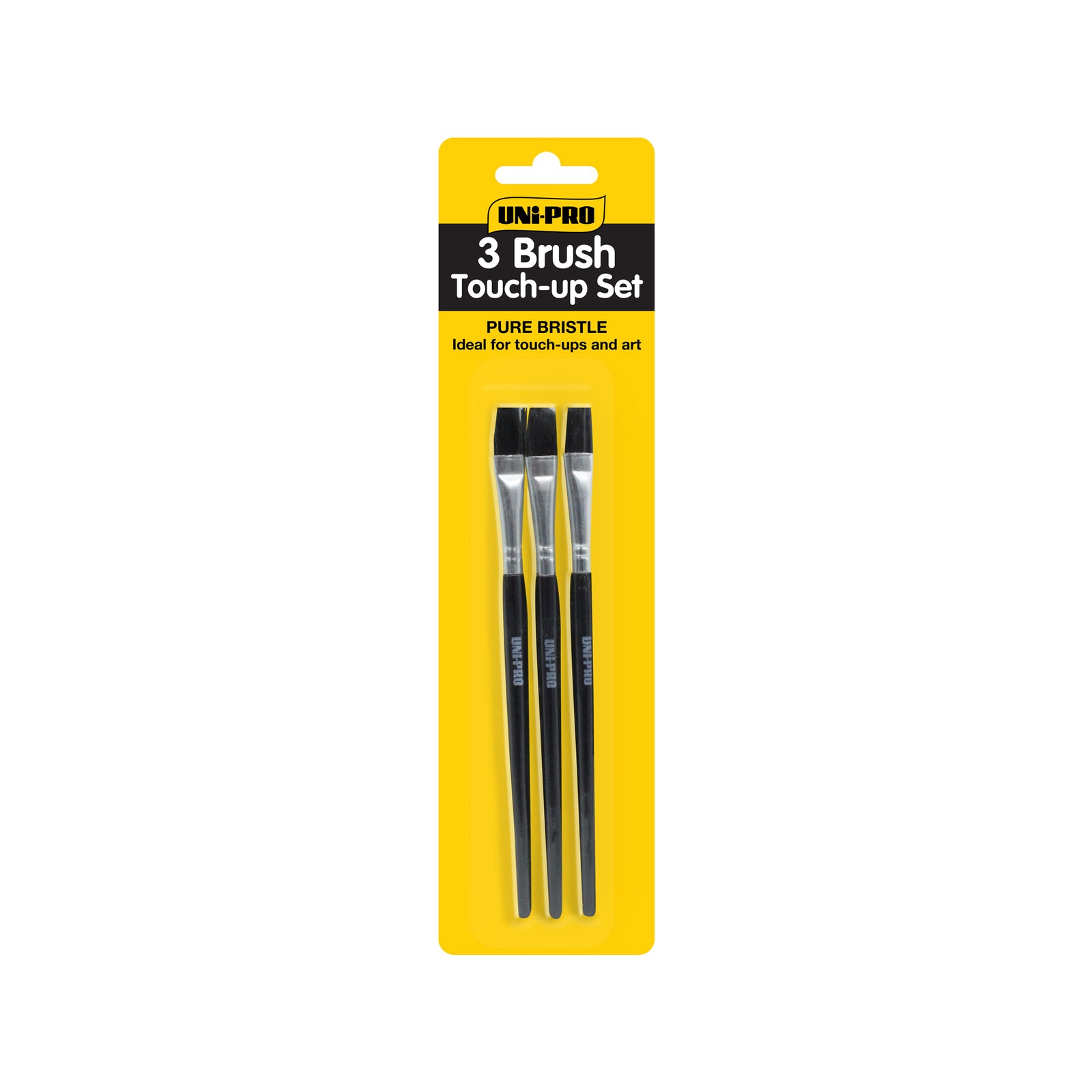 Uni-Pro 10mm 3 Piece Touch Up Brush Set Pure Bristle with Wood Handles