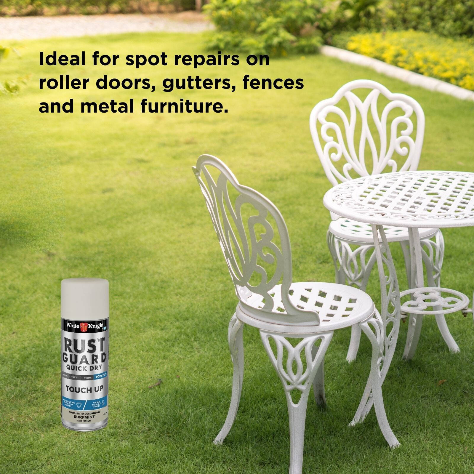 White Knight Rust Guard Surfmist Matt Touch Up Spray Paint 300g