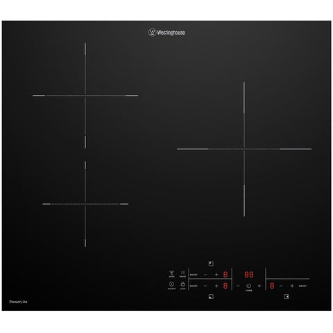 Westinghouse 60cm 3 Zone PowerLite Induction Cooktop - Hob2Hood, Pause Function, Timer - WHI632BE