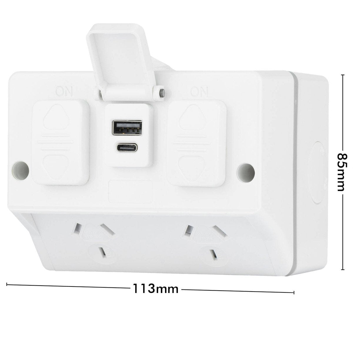 DETA Outdoor Double Power Point IP54 with 3.4A USB 6298B - Weather Resistant