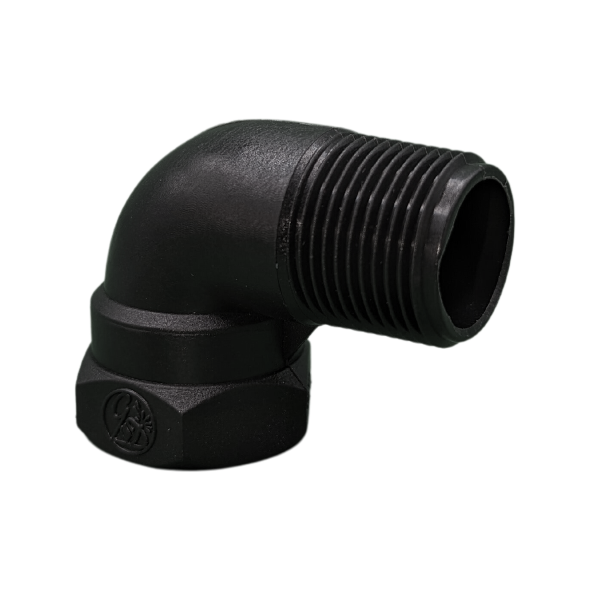GD Watermark 3/4" Poly Irrigation M/F Elbow - 20mm, Glass Fibre Reinforced Nylon, Black