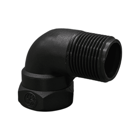 GD Watermark 3/4" Poly Irrigation M/F Elbow - 20mm, Glass Fibre Reinforced Nylon, Black