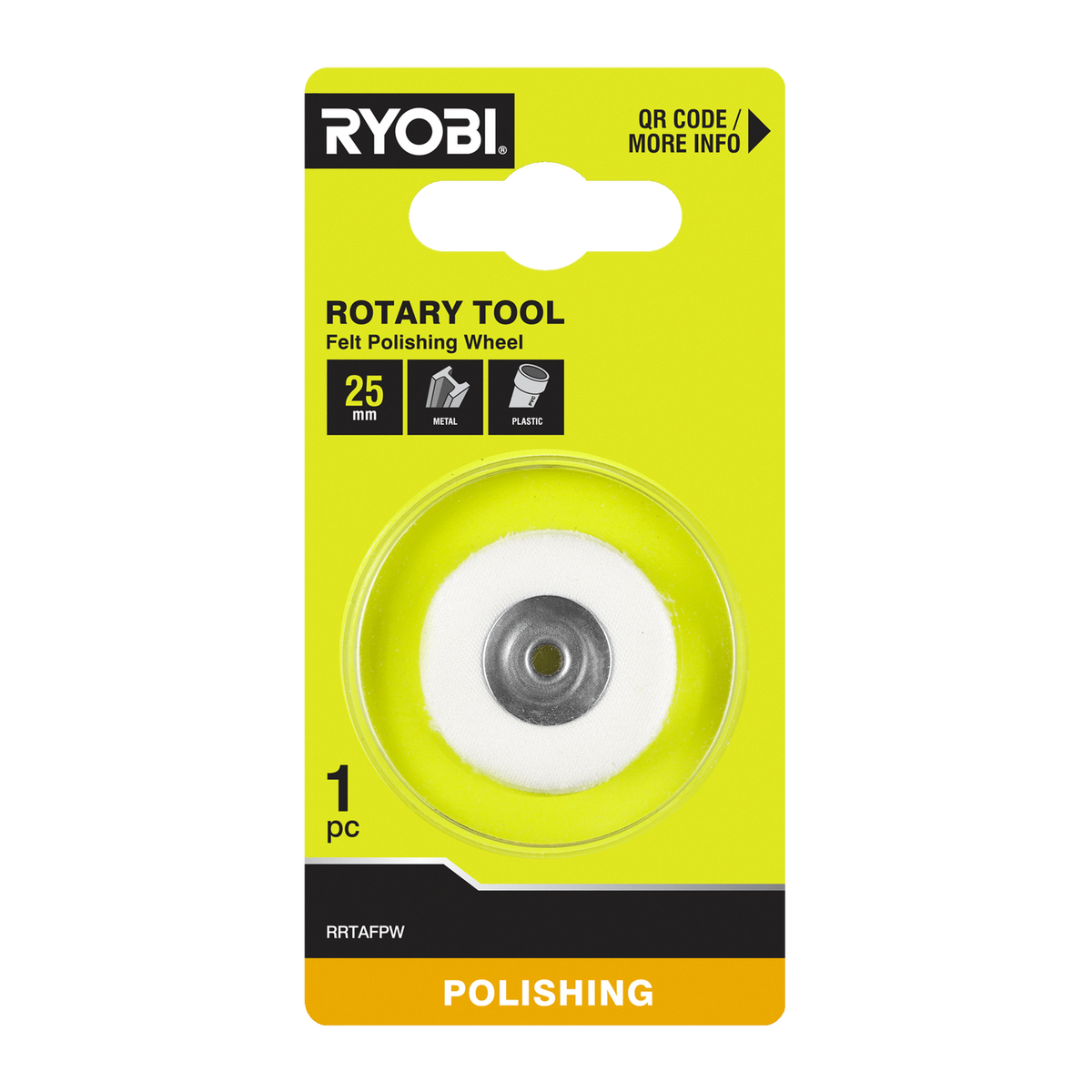 Ryobi 25mm Felt Polishing Wheel for Rotary Tools - Metal and Plastic