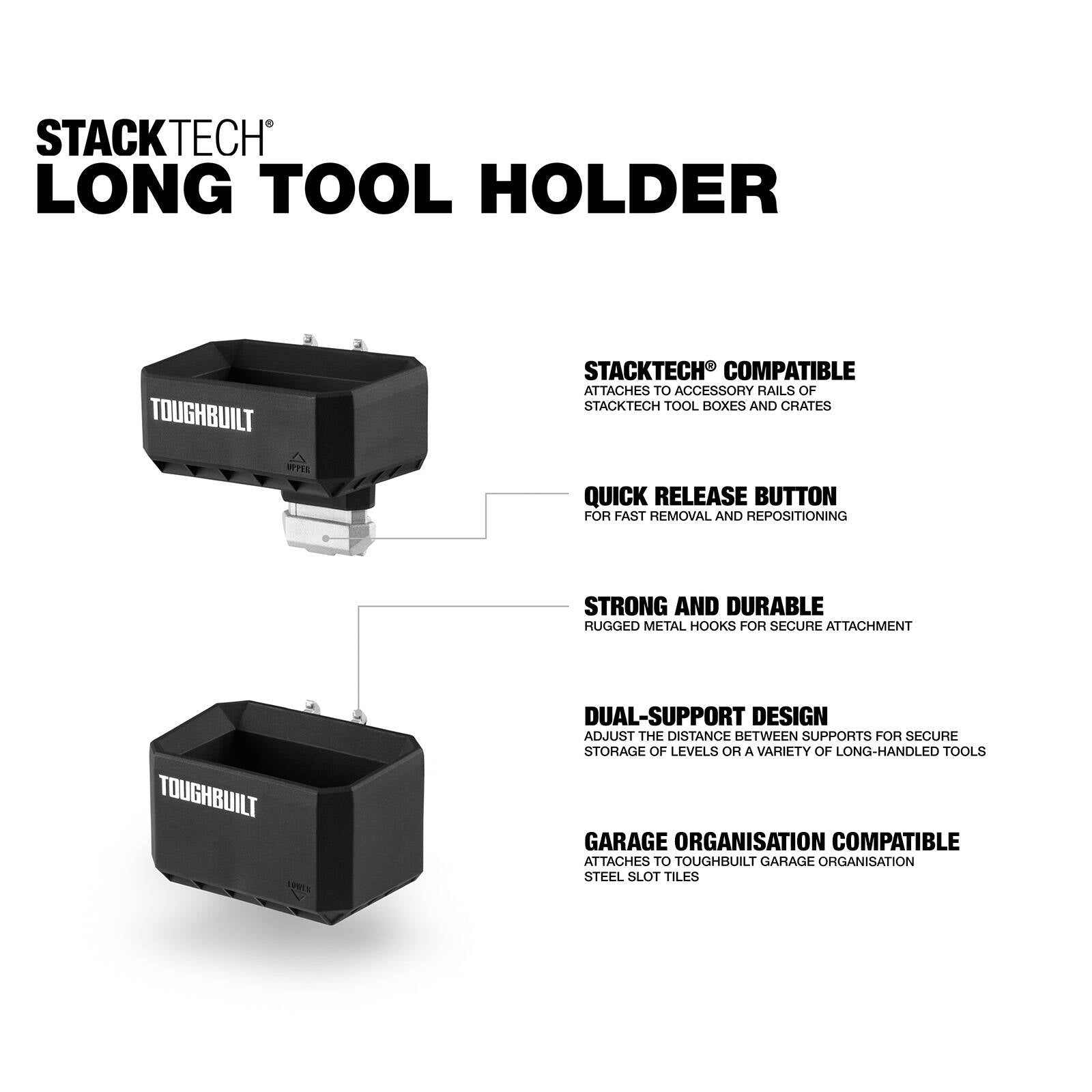 ToughBuilt StackTech Long Tool Holder - Long-Handled Tool Storage Bracket