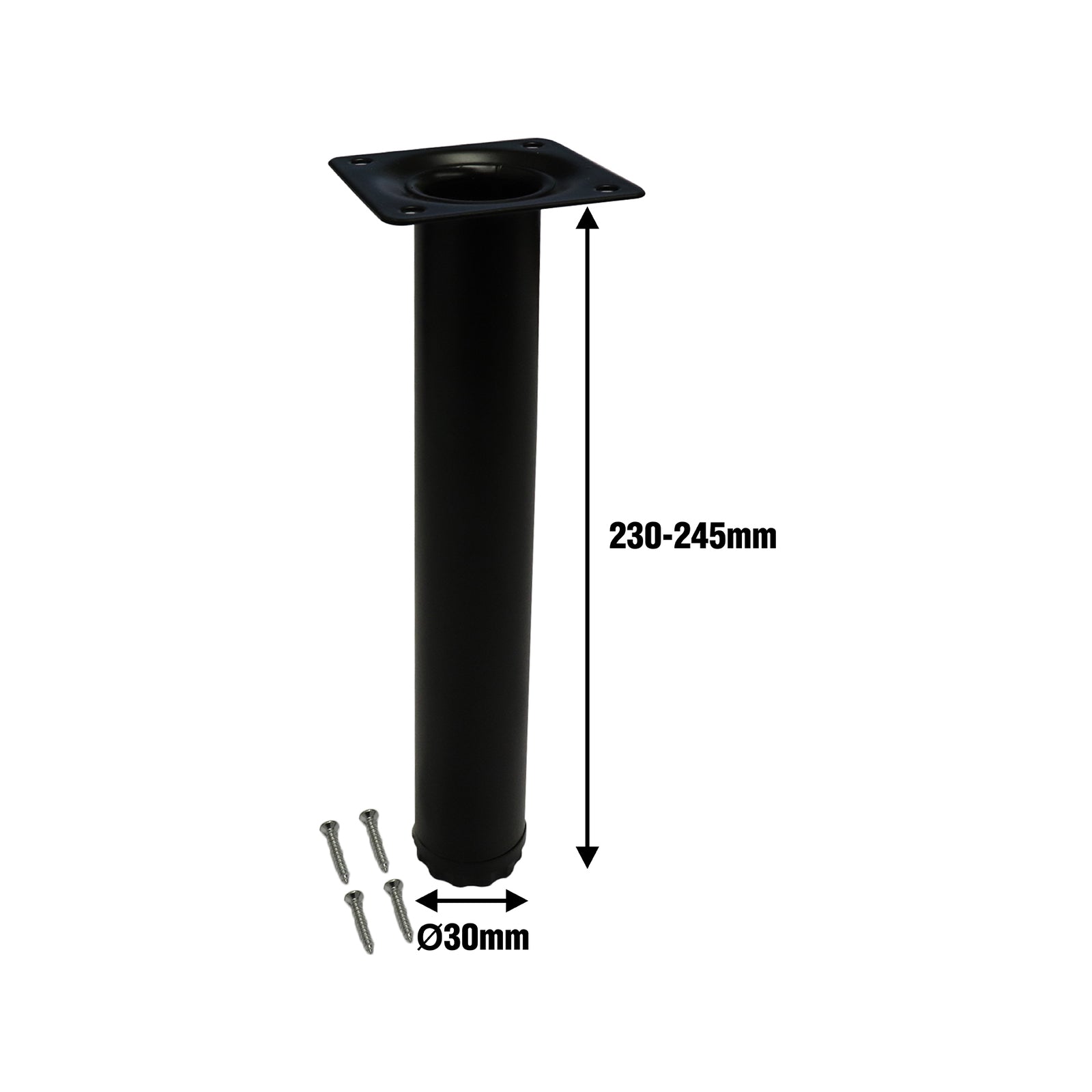 Adoored 30 x 230mm Black Round Steel Table Leg