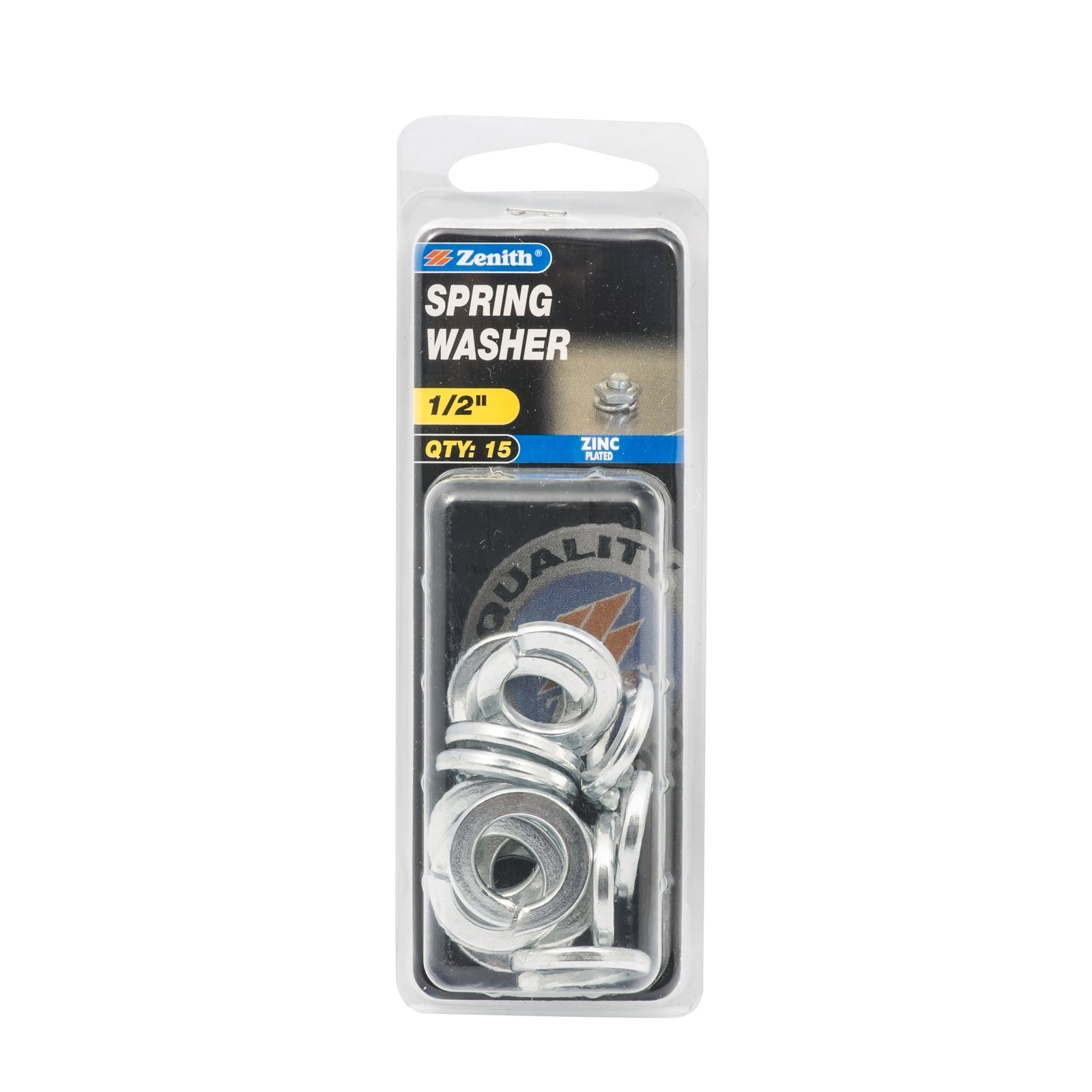 Zenith 1/2" Zinc Plated Steel Spring Washers - 15 Pack