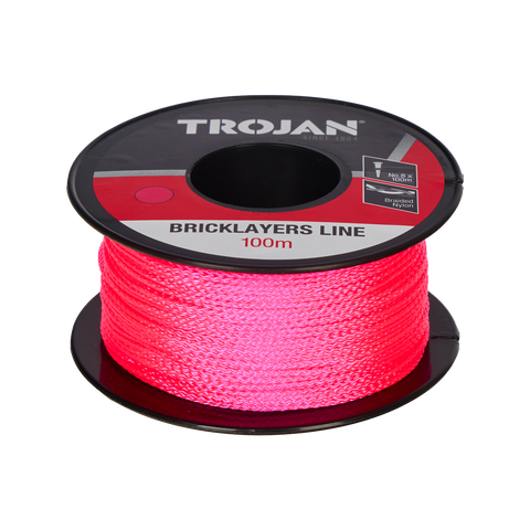 Trojan Pink No. 8 Nylon Brickline 100m, Braided Bricklayers Line on Reel