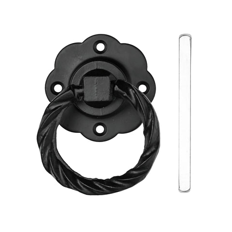 Pinnacle Gate Ring Pull Black 75 x 45mm Steel - Twisted Finish