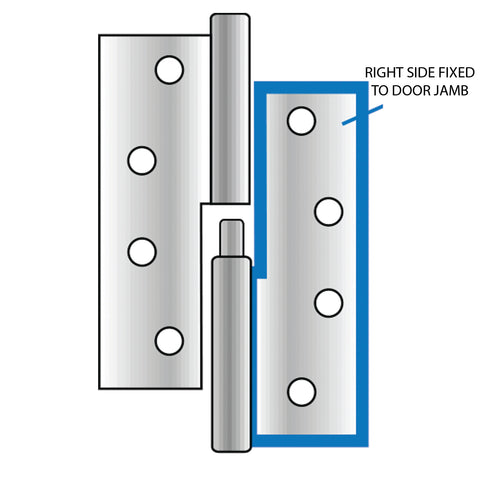 Austyle 100 x 75 x 2.5mm 304 Stainless Steel Right Hand Lift Off Hinge