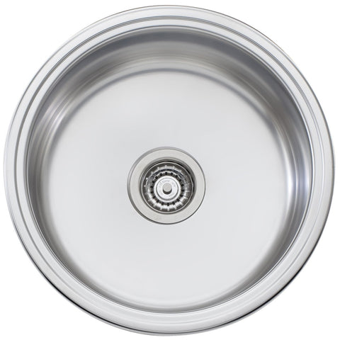Oliveri Solitaire Round Bowl Topmount Sink - 24L Extra Deep Bowl - 304 Stainless Steel - LR510