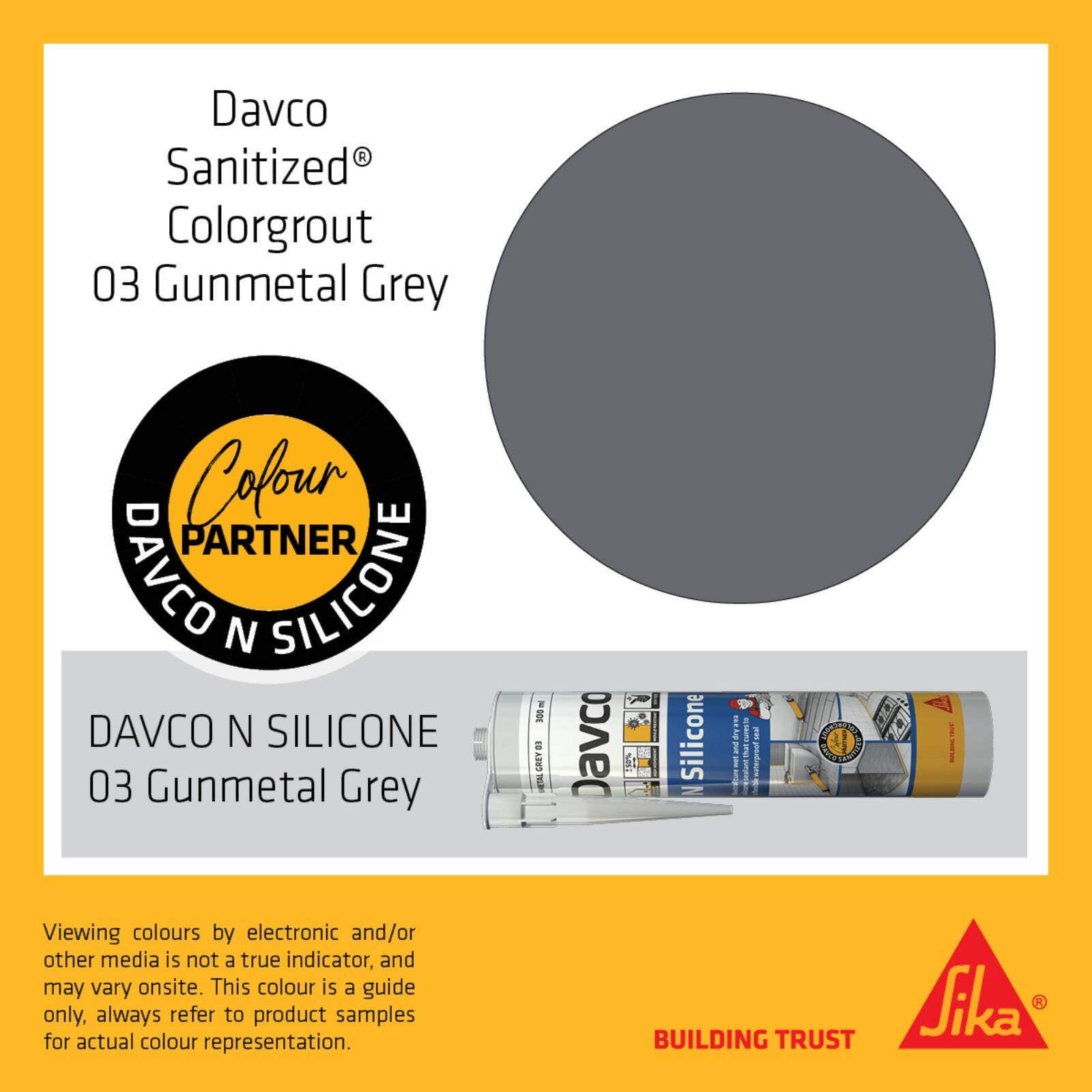 Davco Sanitized Colourgrout #03 Gunmetal Grey 5kg Cement-Based Wet Area Grout
