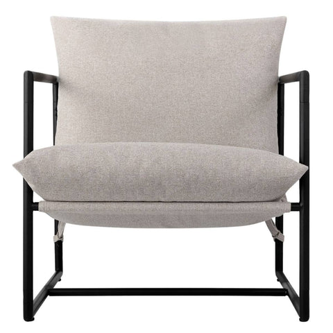 Zinus Sling Accent Chair - Beige Fabric and Metal Frame with Shredded Foam Padding - AU-USHSL1-31O