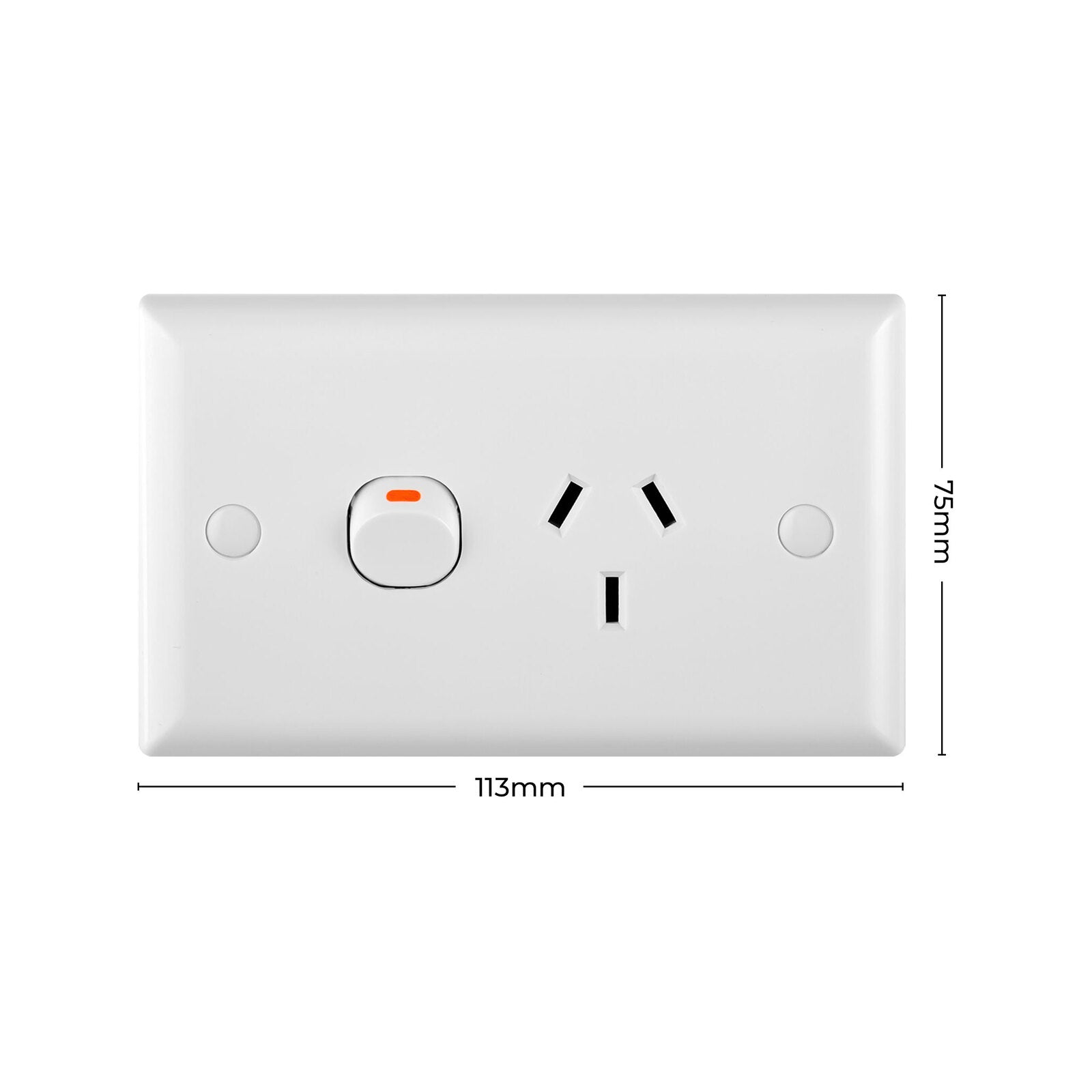 DETA Solid Plate Single Power Point 10A 250V White Polycarbonate 3201B