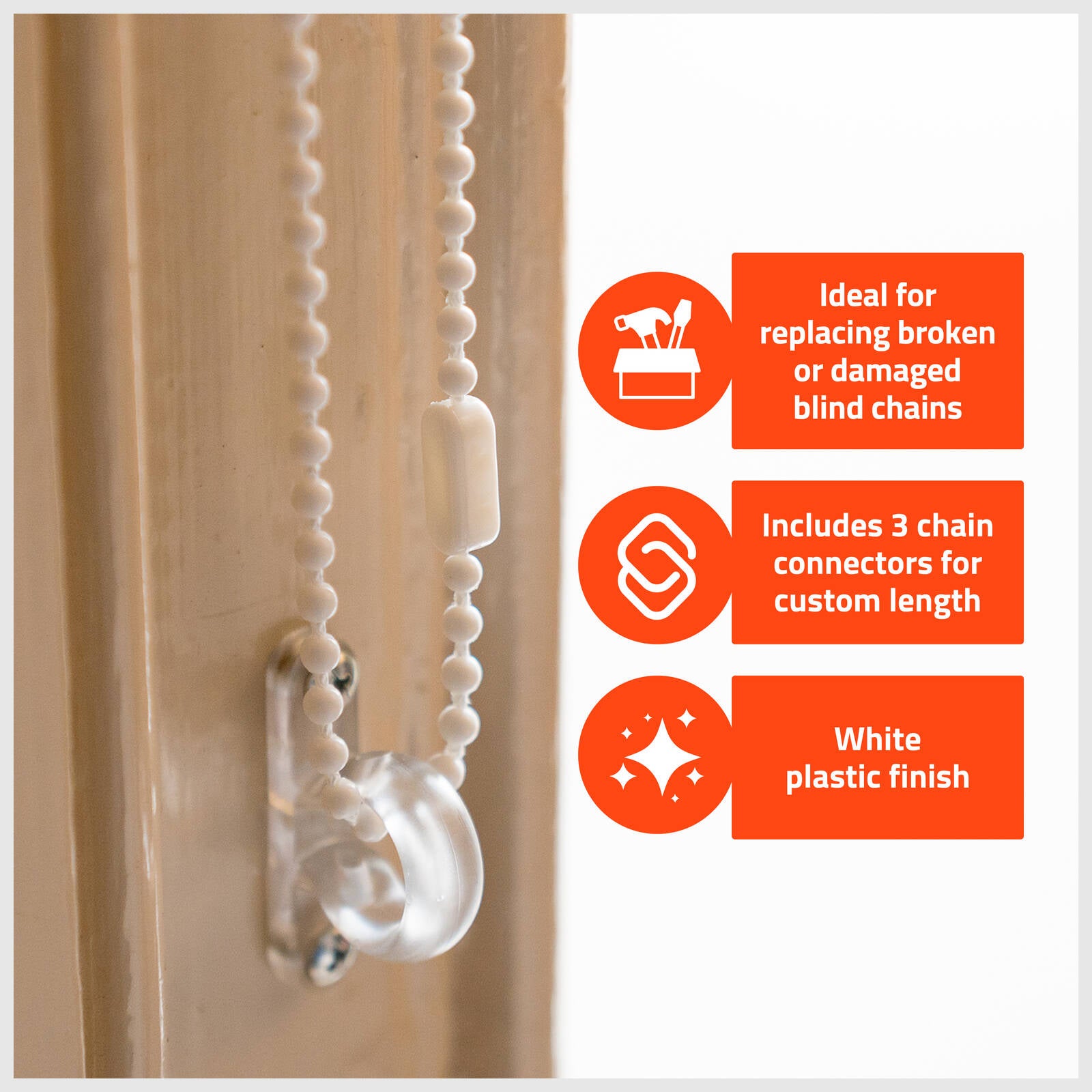 Taskmaster 10m x 6mm White Plastic Endless Chain