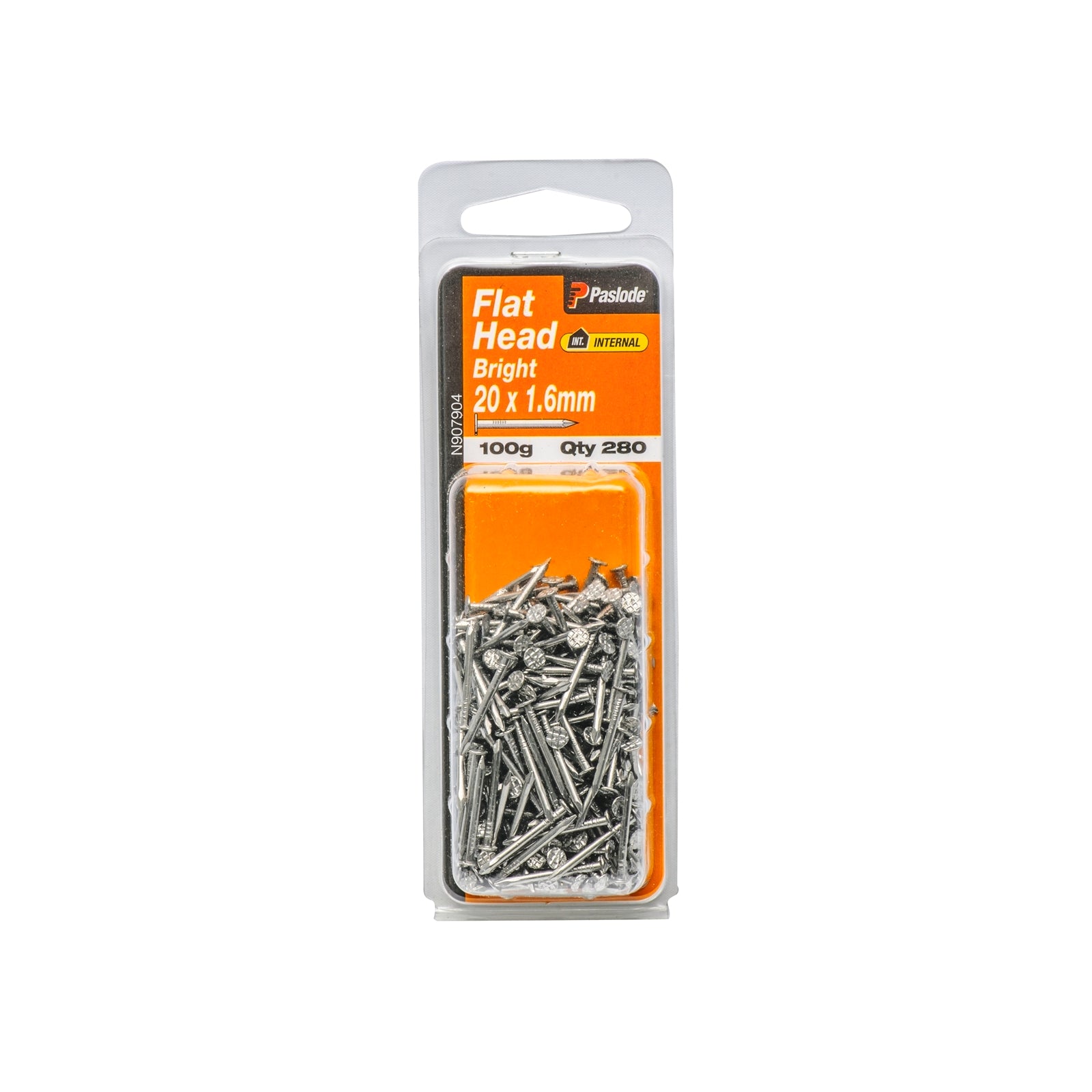 Paslode 20 x 1.6mm Bright Steel Flat Head Nails 100g - 280 Pack