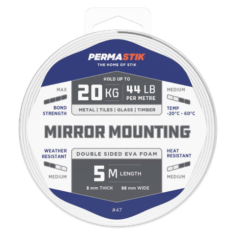 Permastik Mirror Mounting Tape - 32mm x 5m - Foam - Max Bond Strength - SuperSaverAU - view 1