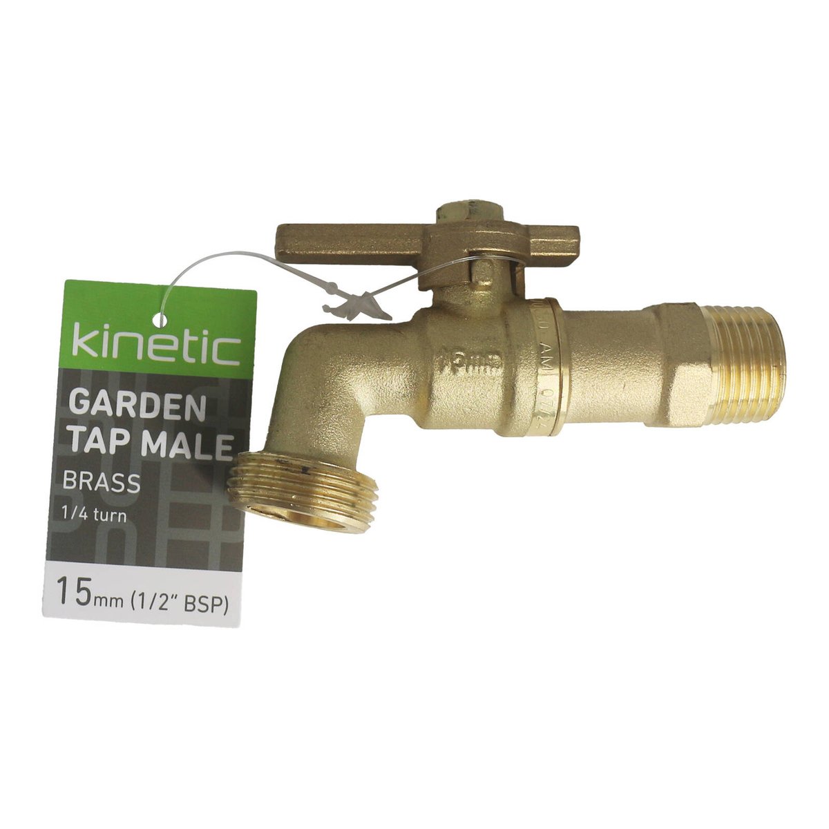 Kinetic Brass Male ¼ Turn Hose Cock - 15mm - Durable Water Control - SuperSaverAU - view 2