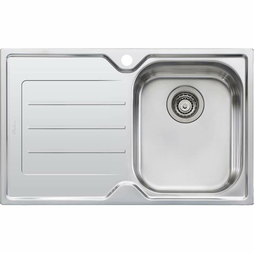 Oliveri Flinders Single Bowl Topmount Sink - Left Hand Drainer, 21L Bowl, 304 Stainless Steel - FL122