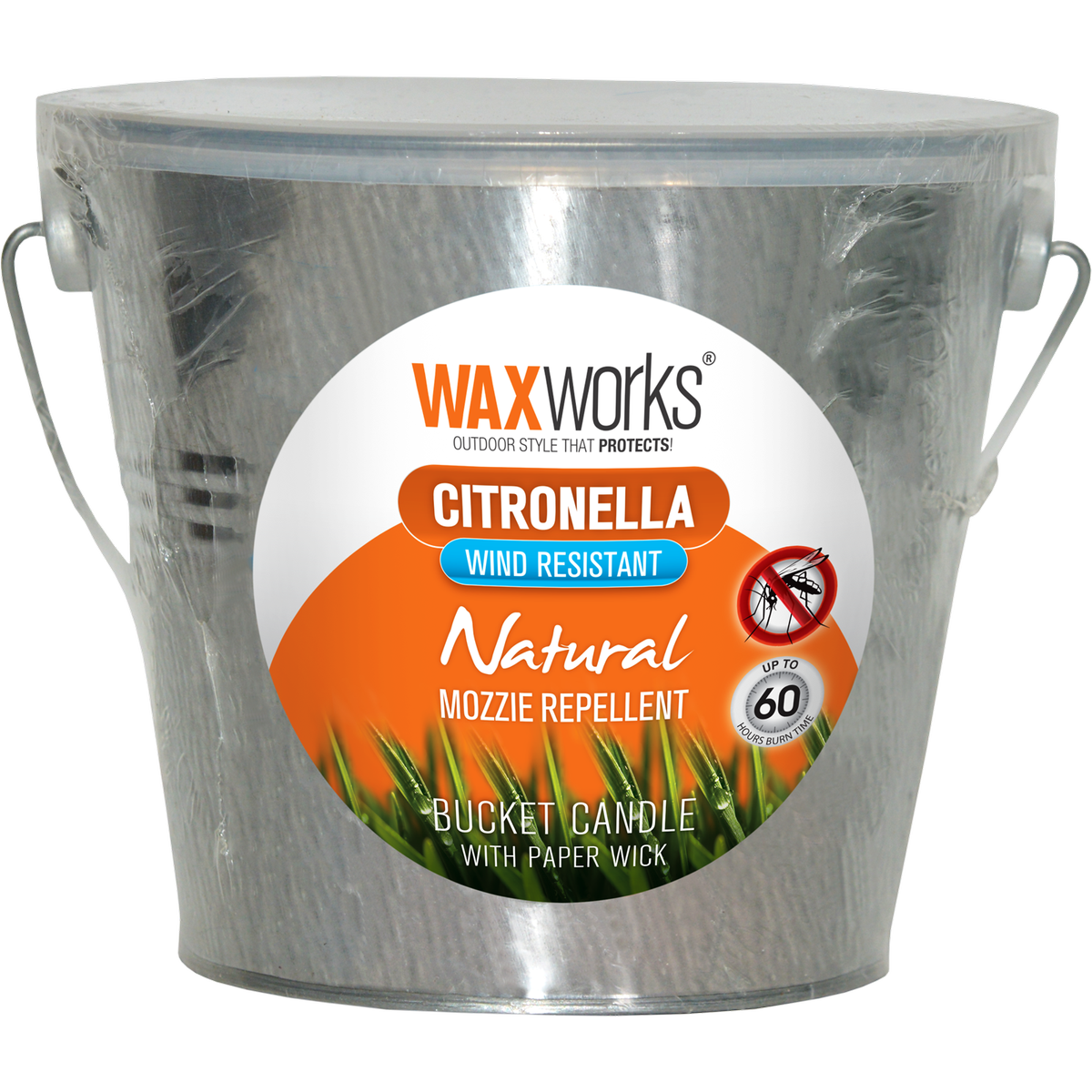 Waxworks Citronella Bucket Candle - 157mm - Metal - Outdoor Use - SuperSaverAU - view 1