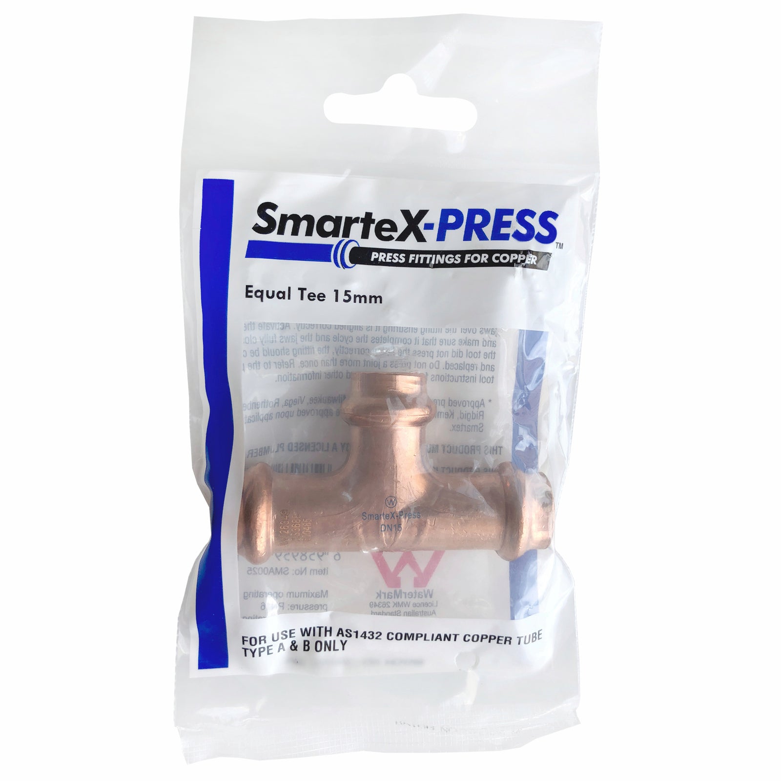 SmarteX-PRESS 15mm Copper Equal Tee