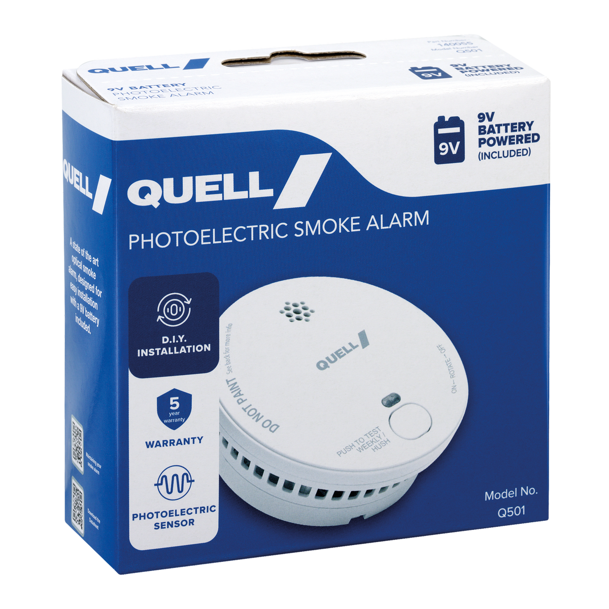 Quell Q501 Photoelectric Smoke Alarm - 9V - Trade Box - Easy Installation - Certified AS 3786 - SuperSaverAU - view 2