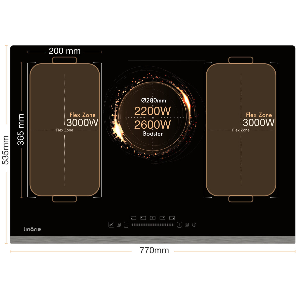 Linarie 77cm induction cooktop - double Flex Zone - nine power levels - booster function - LS80I2F1Z