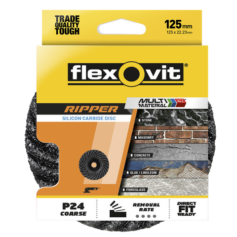 Flexovit 125 x 22.23mm Black Silicone Carbide Stripping Ripper Grinding Disc