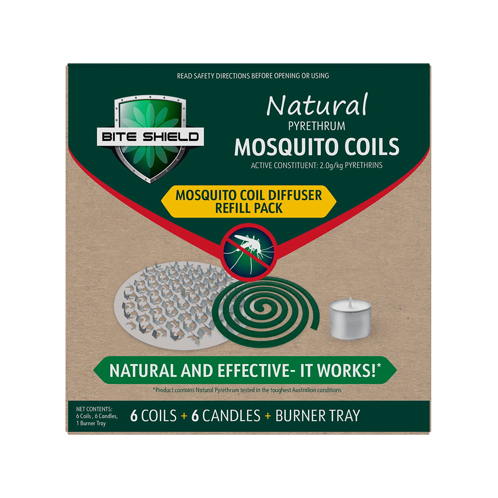 Bite Shield Mosquito Coil Diffuser Refills, 6 Coils & 6 Candles, Outdoor, BSH401