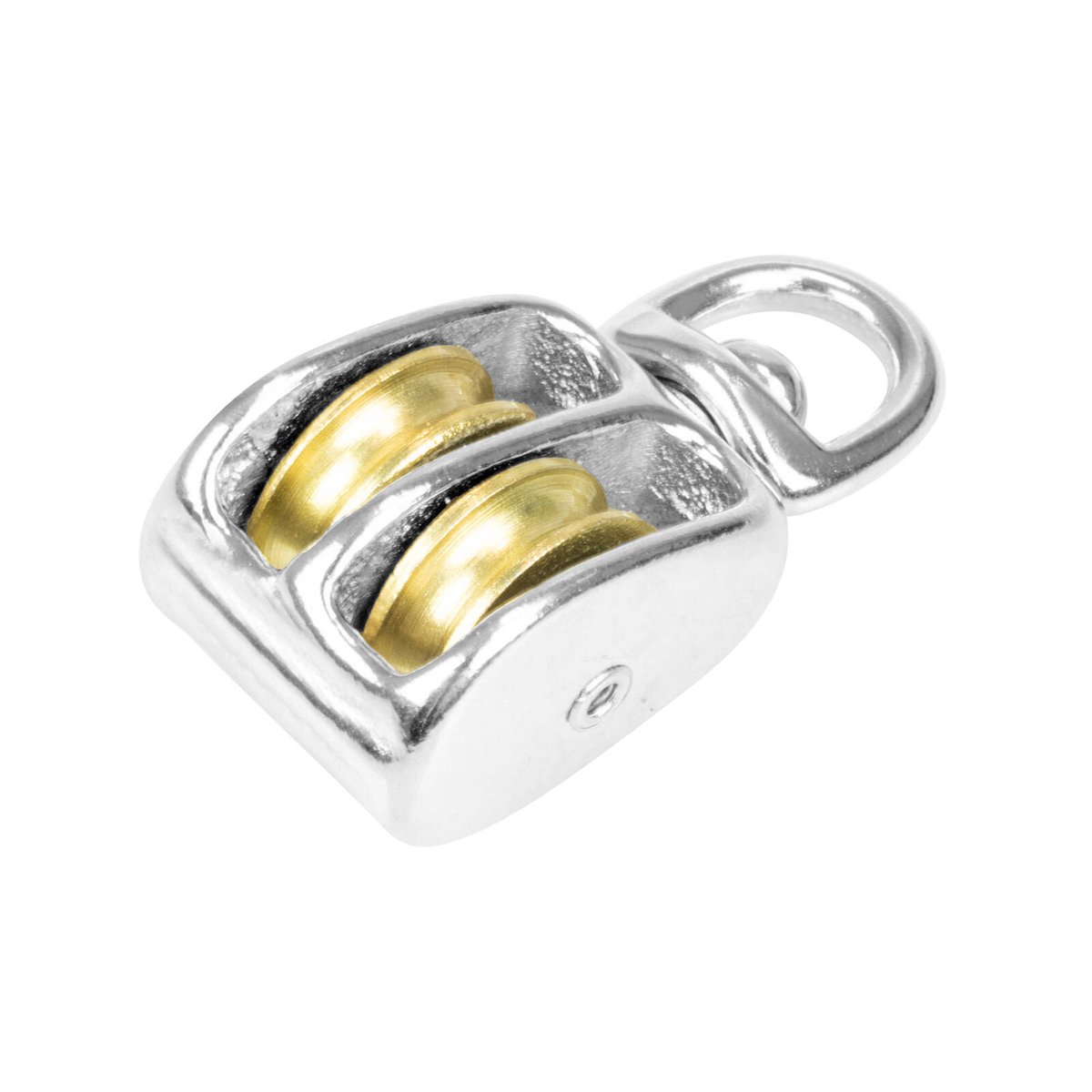 Pinnacle 25mm Nickel Plated Brass Double Pulley - 160kg Rated Twin Sheave