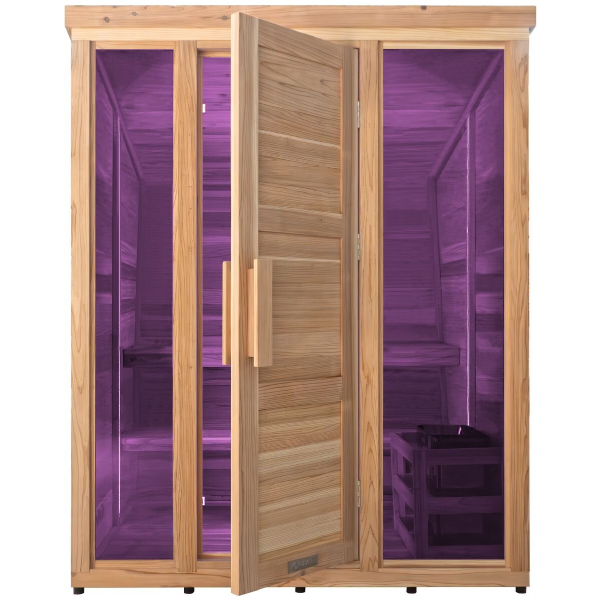 Revel Solaris 3-4 Person Traditional Sauna Cabin - Harvia Heater, Tempered Glass Door - R-TR-CABIN-3P
