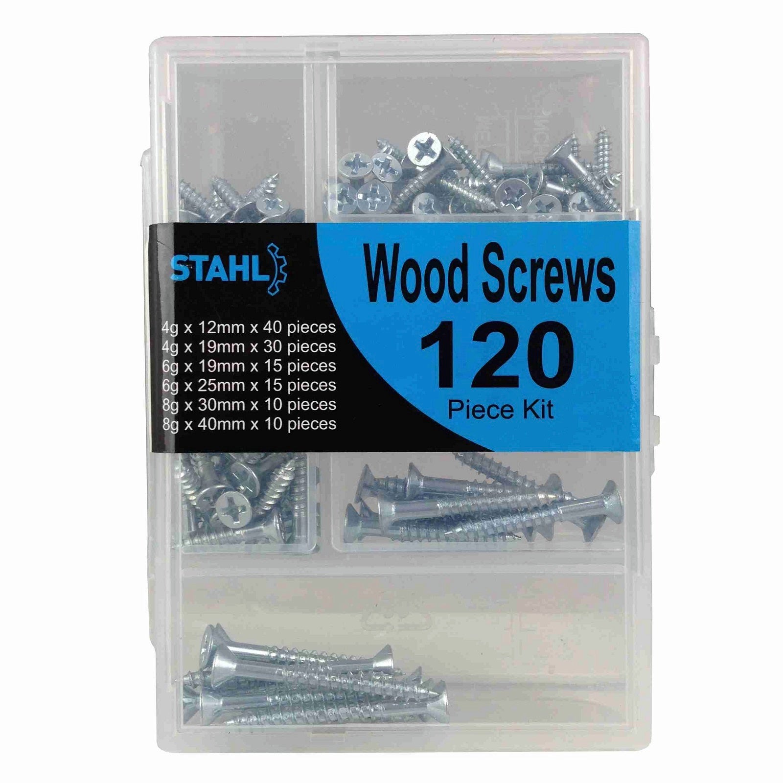 STAHL Handy Kit Assorted Wood Screws - 120 Piece, Zinc Plated Carbon Steel
