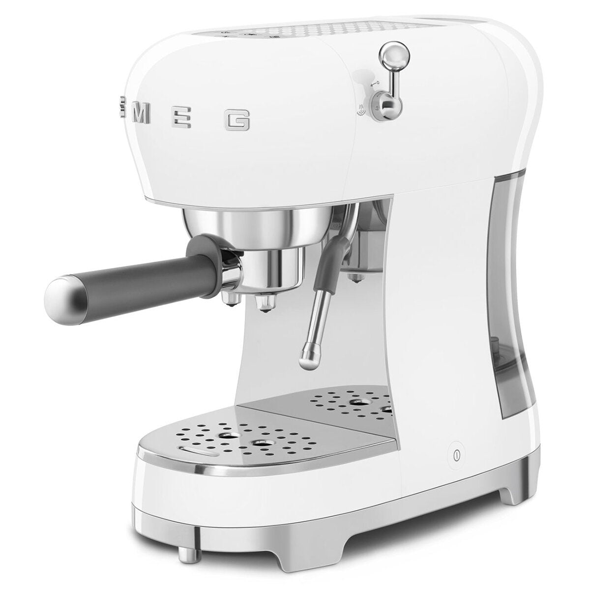 Smeg 50s Style Espresso Coffee Machine - 15 Bar, ThermoBlock, Steam Wand, White - ECF02WHAU