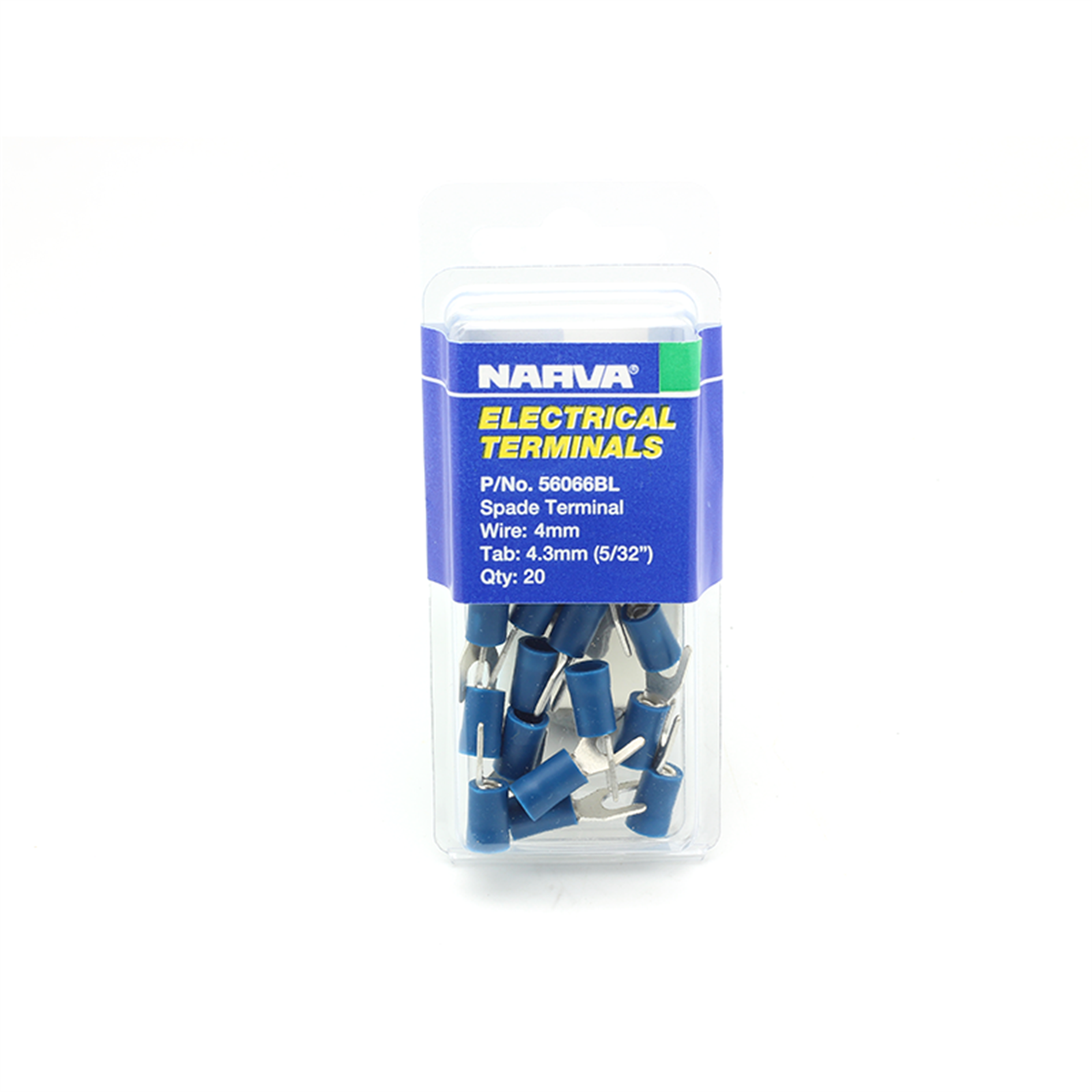 Narva Blue Flared Vinyl Insulated Spade Terminal 4mm / 4.3mm (5/32") - 20 Pack