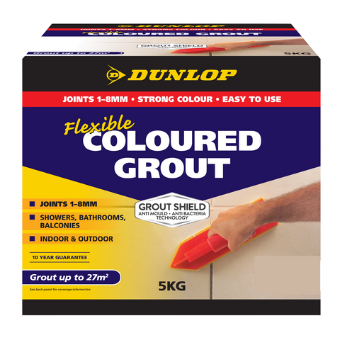 Dunlop Flexible Coloured Grout 5kg Travertine - Portland Cement Mould Resistant Wall & Floor Tile Grout