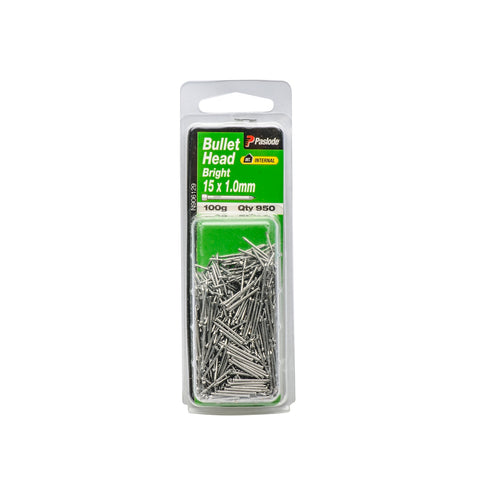 Paslode 15 x 1.0mm Bright Steel Bullet Head Nails - 950 Pack, 100g, Timber