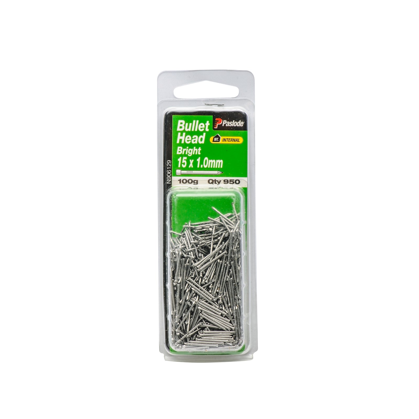 Paslode 15 x 1.0mm Bright Steel Bullet Head Nails - 950 Pack, 100g, Timber