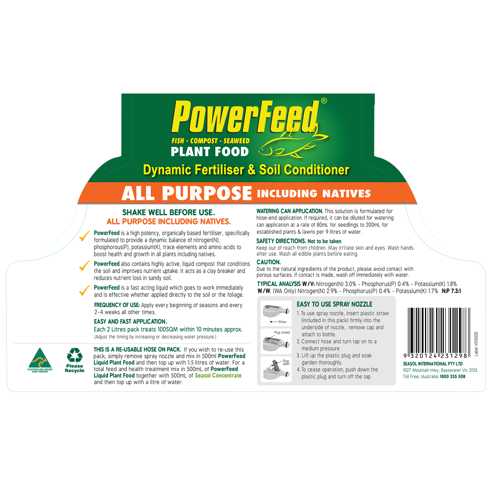 PowerFeed Hose On Liquid Fertiliser Twin Pack 2 x 2L